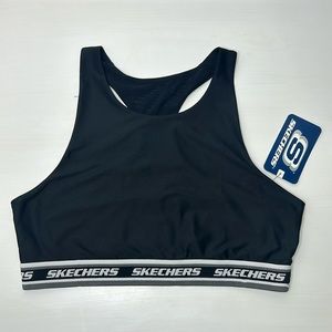 Skechers 🖤 Black Athletic Racerback Crop Top Sports Bra XL AS-IS